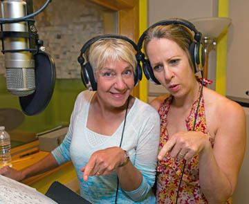 Rebecca Kilgore and Susannah Mars prepare to record together